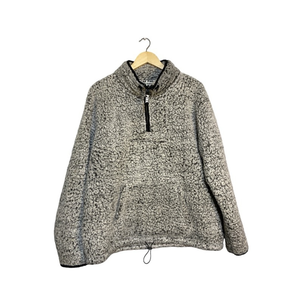 Victoria Secret Pink Frosted Sherpa Pullover Half Zip XL